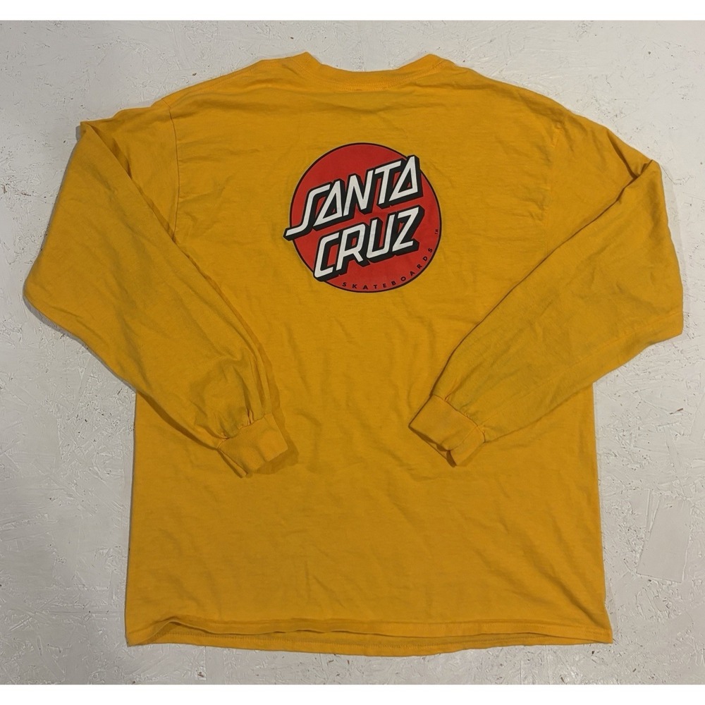 Santa Cruz Skateboards Long Sleeve Shirt Mens Large Yellow Red Skater - Picture 9 of 10
